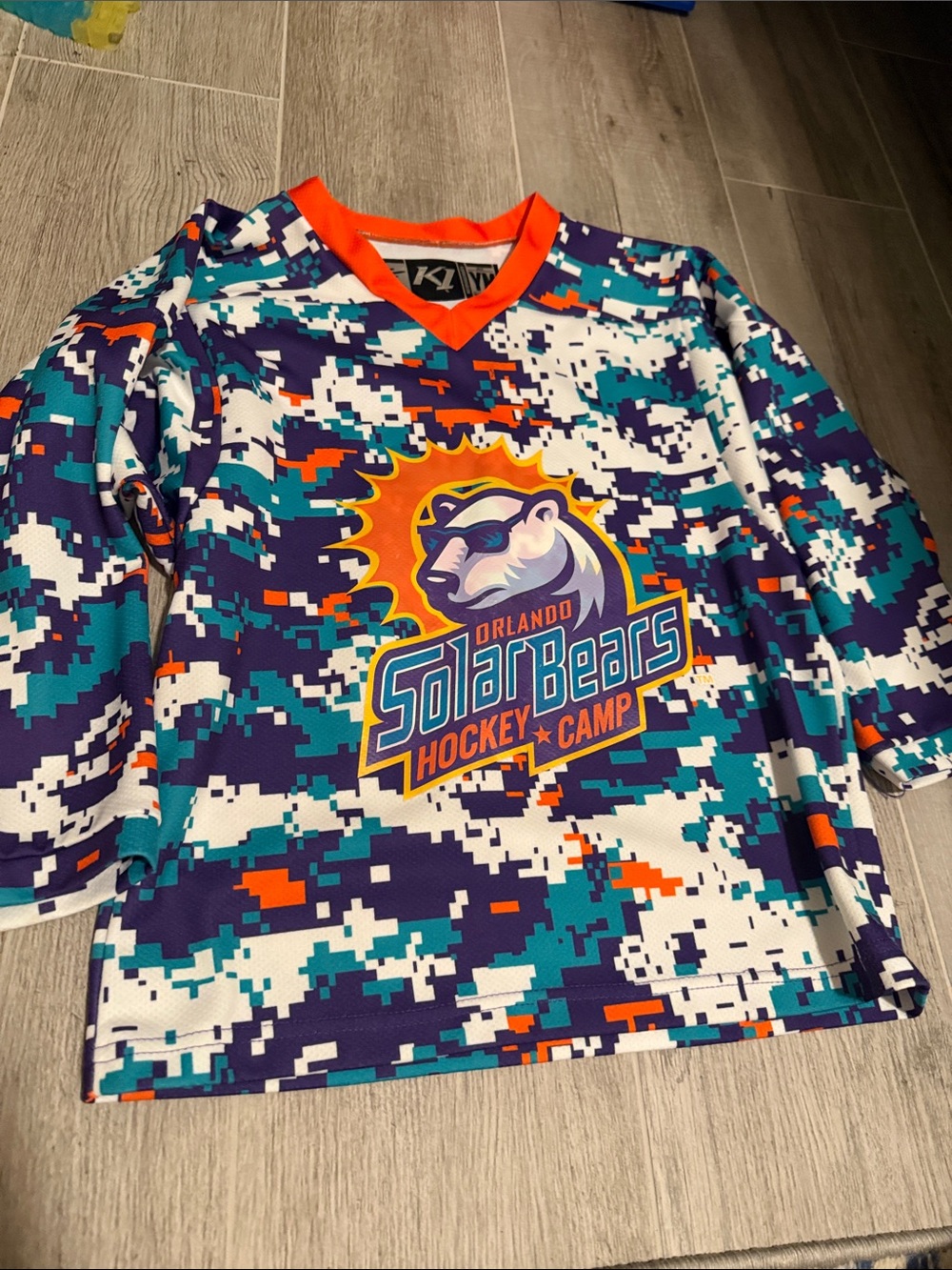 Youth Medium Orlando Solar Bears Kids Hockey Jersey - Purple/Teal/Orange